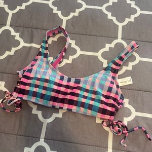 Hula Honey Multicolor Checkered Bikini Top